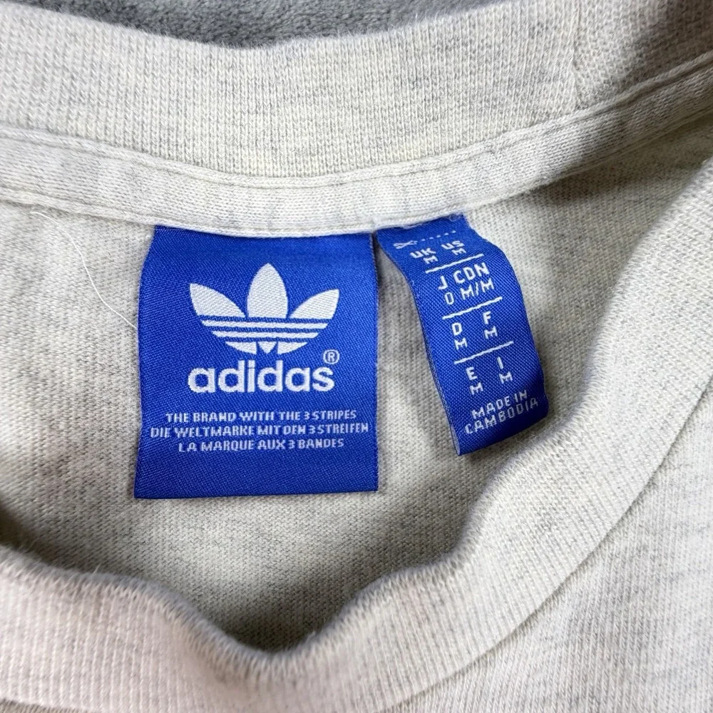 Adidas Originals Men's M Gray Short Sleeve Sweatshirt Kangaroo Pocket Trefoil